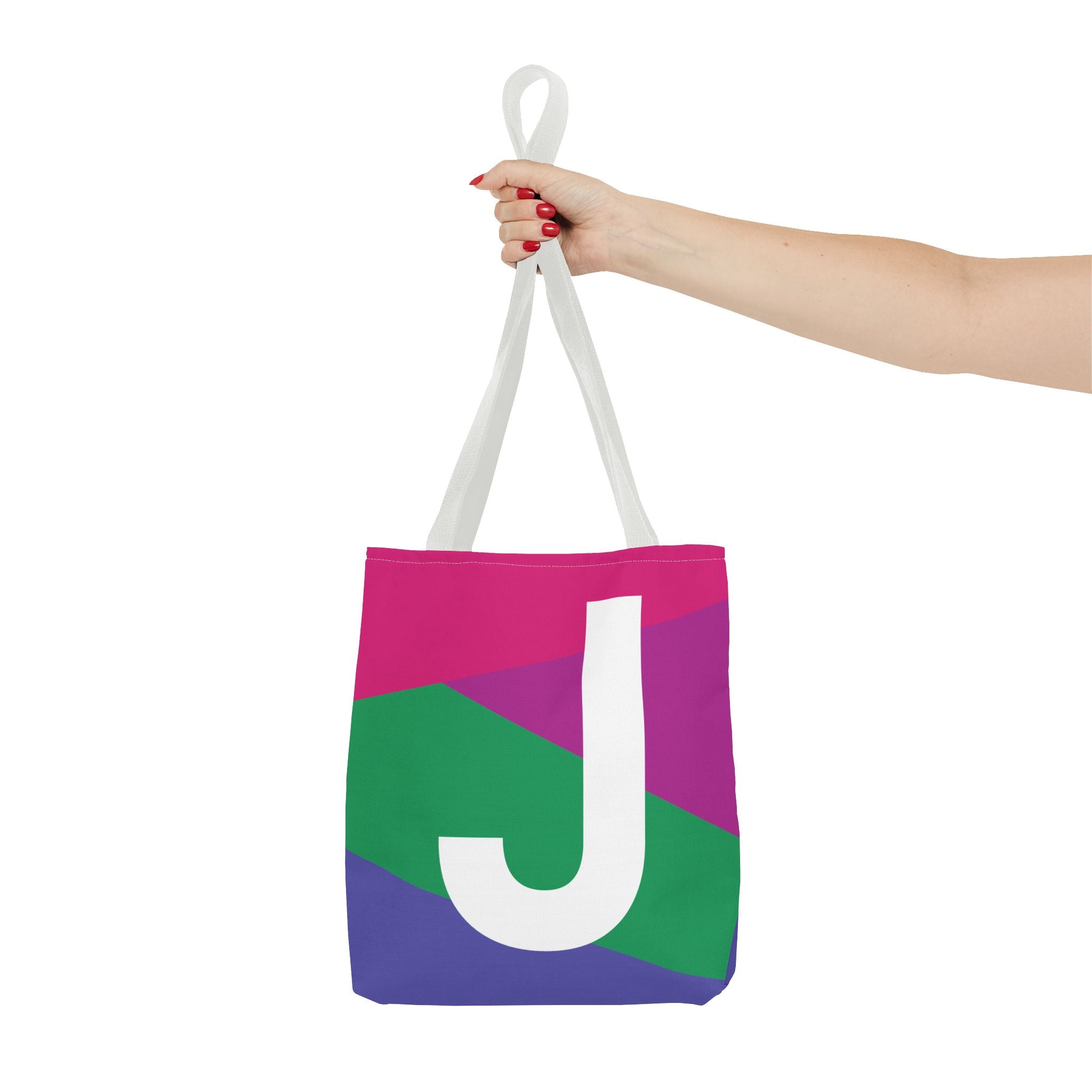 Monogram 'J' Colorblock Tote Bag — Personalized Initial J Shoulder Tote