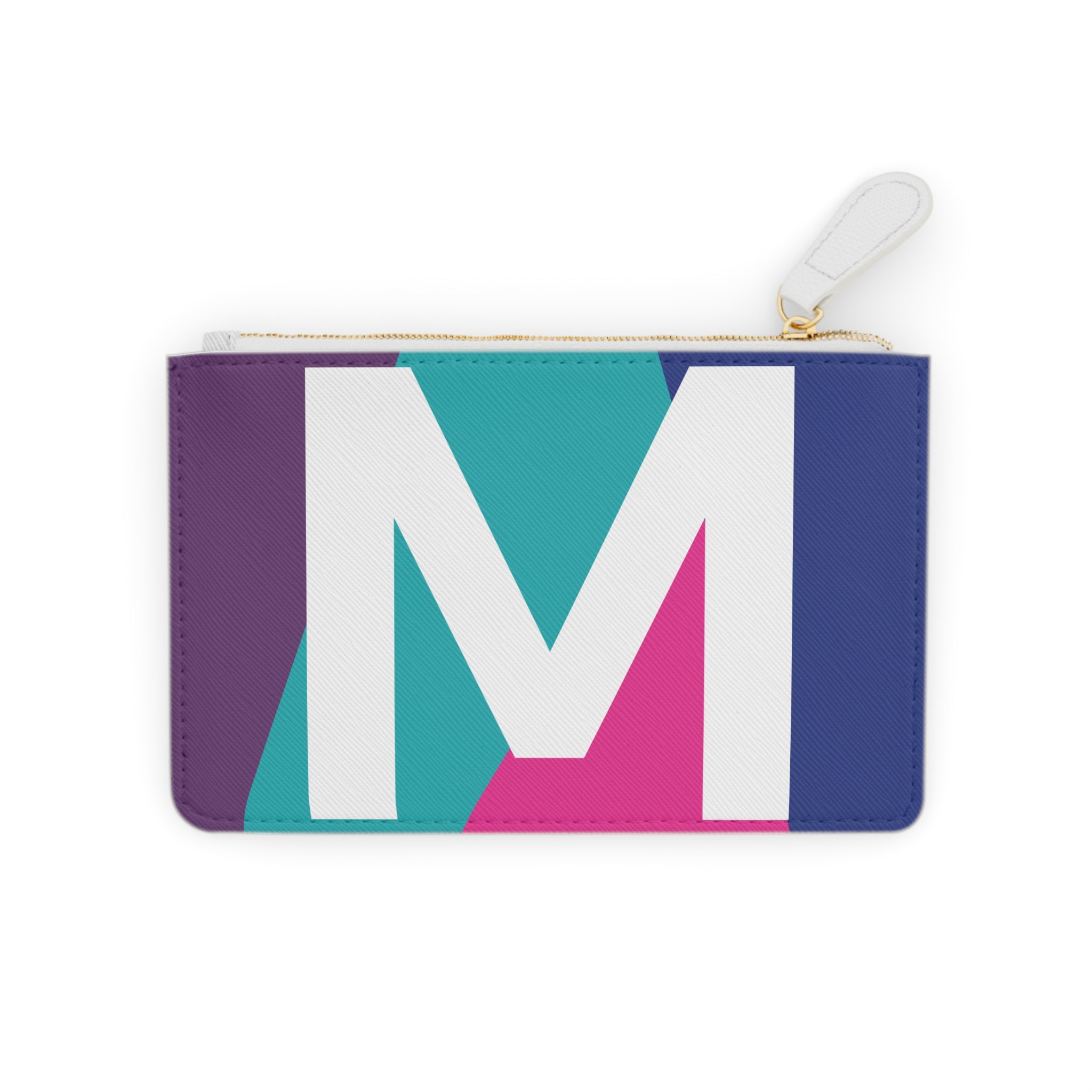 Initial M Mini Clutch — Colorblock Monogram Wristlet Wallet