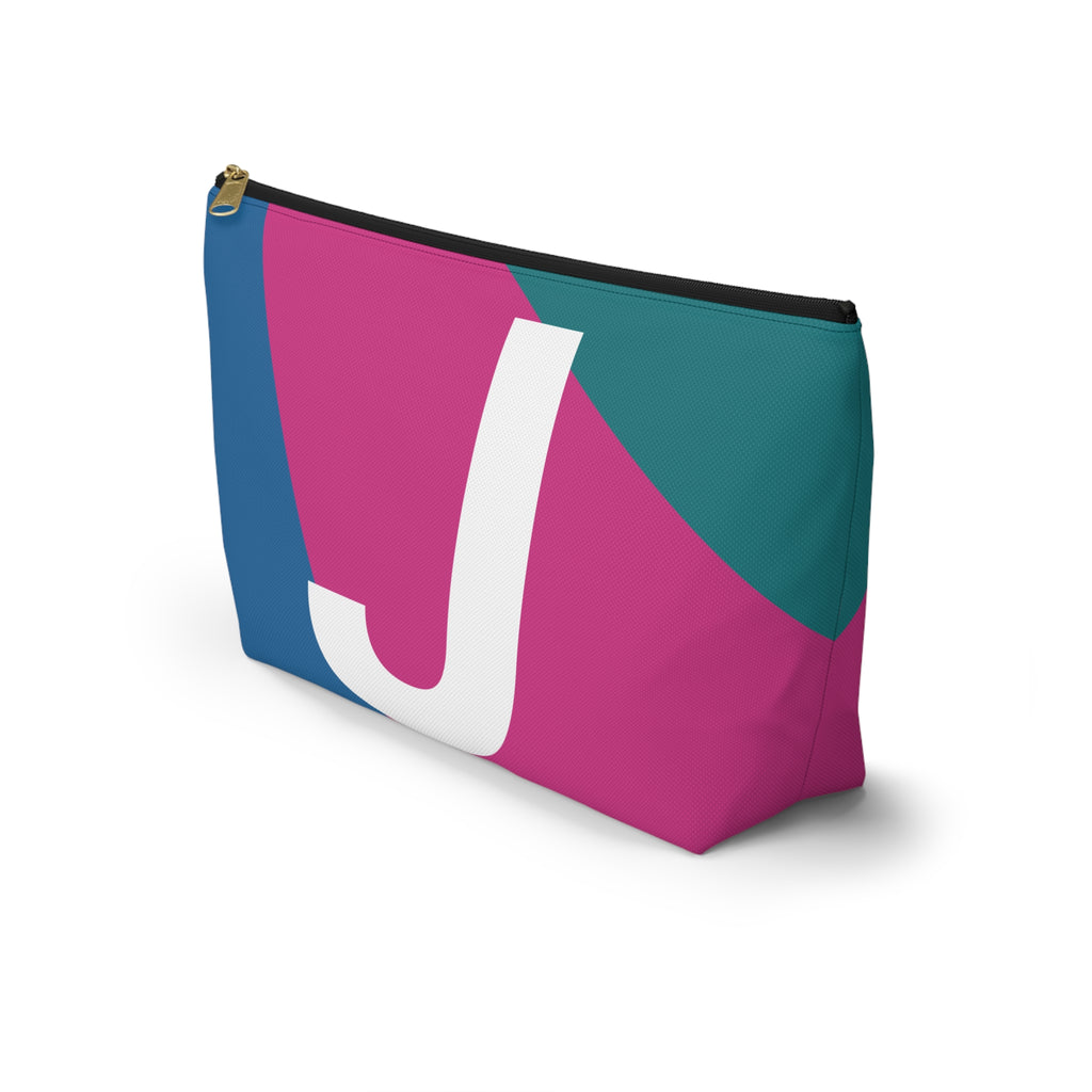 Initials Colorblock Accessory Pouch — Monogram J T-Bottom Cosmetic Bag
