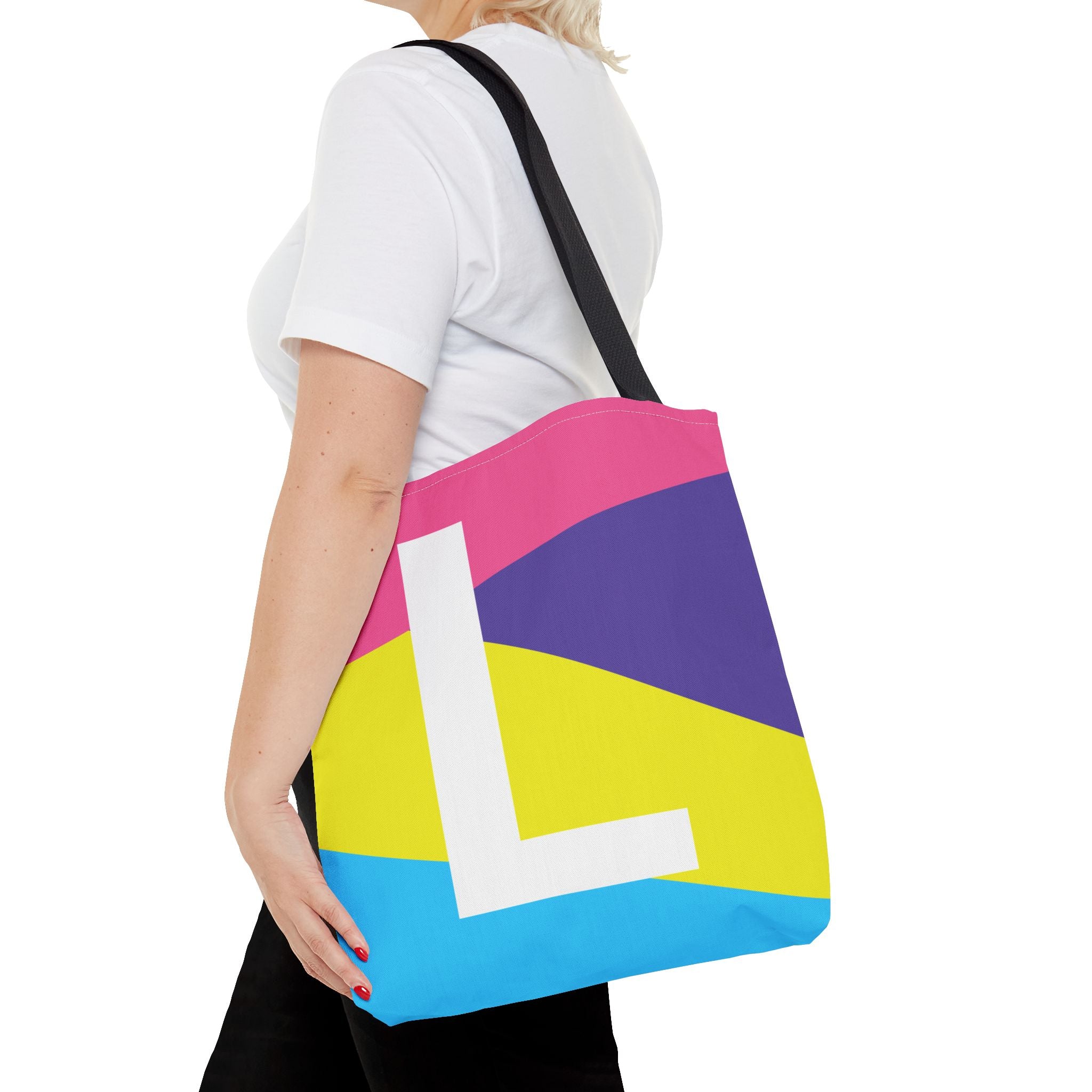 Monogram 'L' Colorblock Tote Bag — Personalized Initial L Shoulder Tote