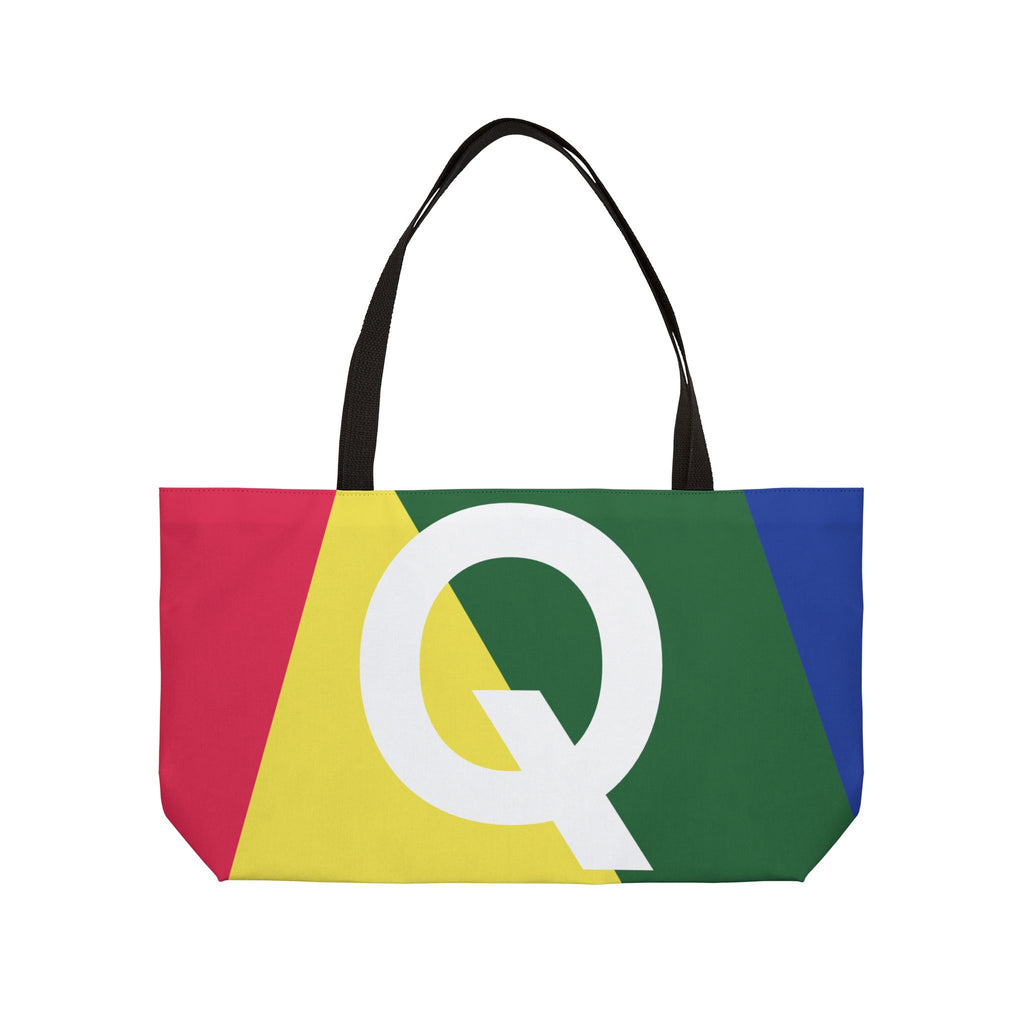 Personalized 'Q' Colorblock Tote Bag — Monogram Weekender Tote