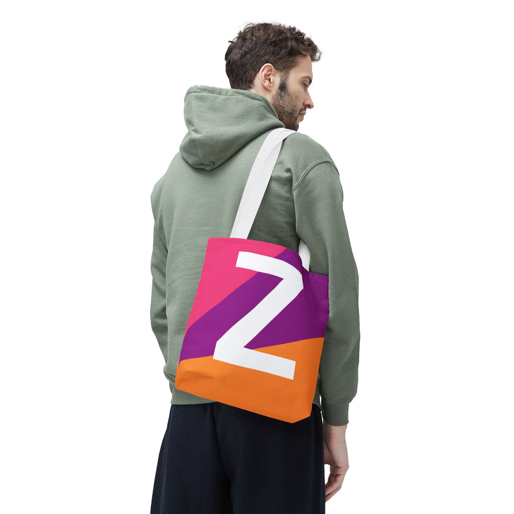 Monogram 'Z' Colorblock Tote Bag — Personalized Initial Z Shoulder Tote
