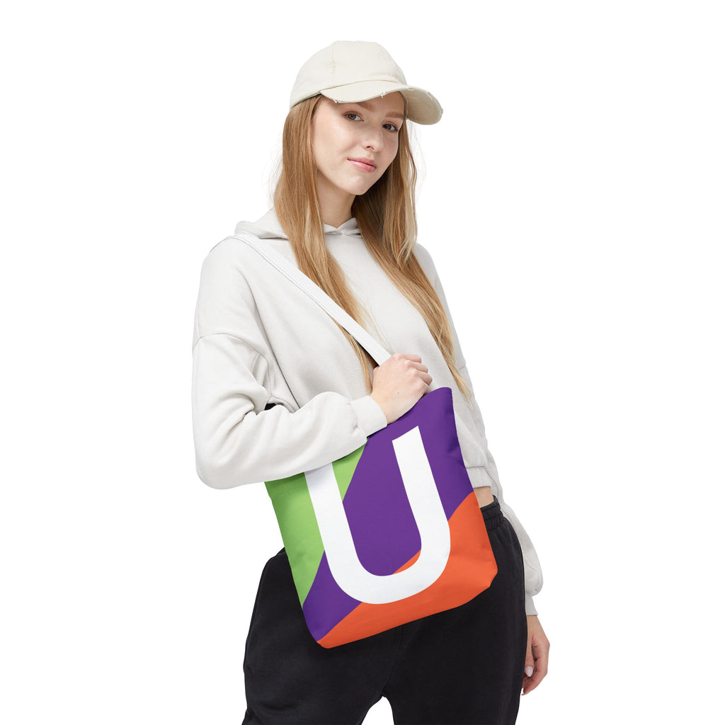 Monogram 'U' Colorblock Tote Bag — Personalized Initial U Shoulder Tote