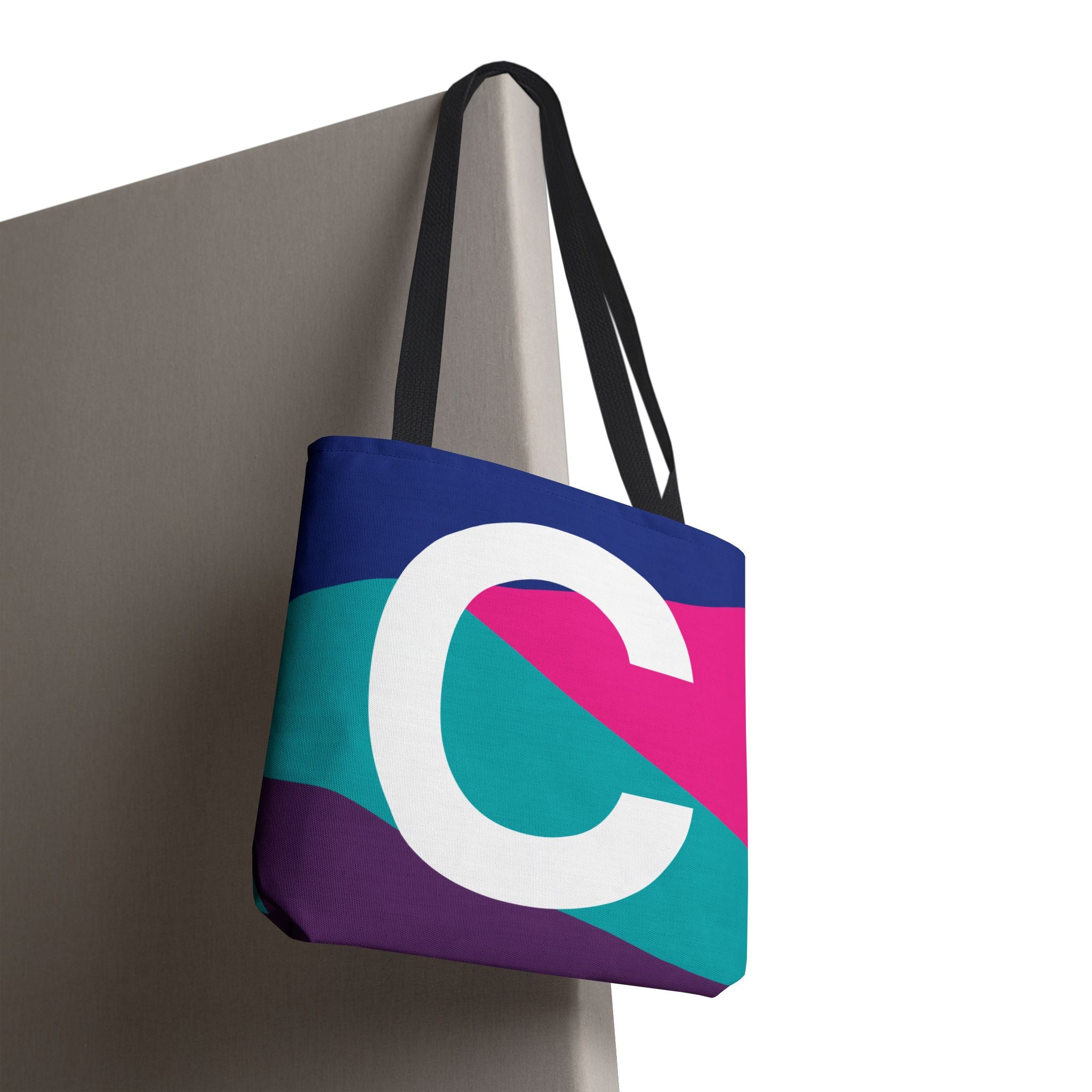 Monogram 'C' Colorblock Tote Bag — Personalized Initial C Shoulder Tote