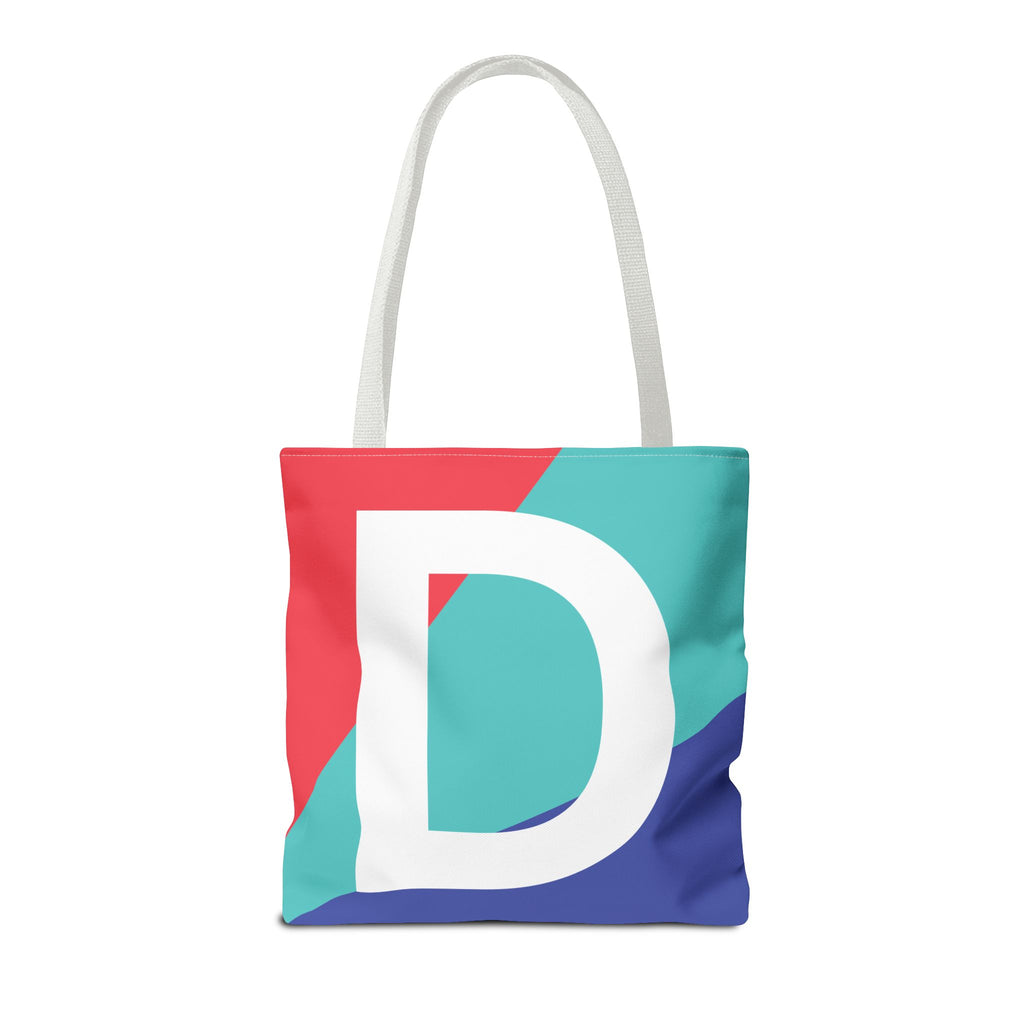 Monogram 'D' Colorblock Tote Bag — Personalized Initial D Shoulder Tote