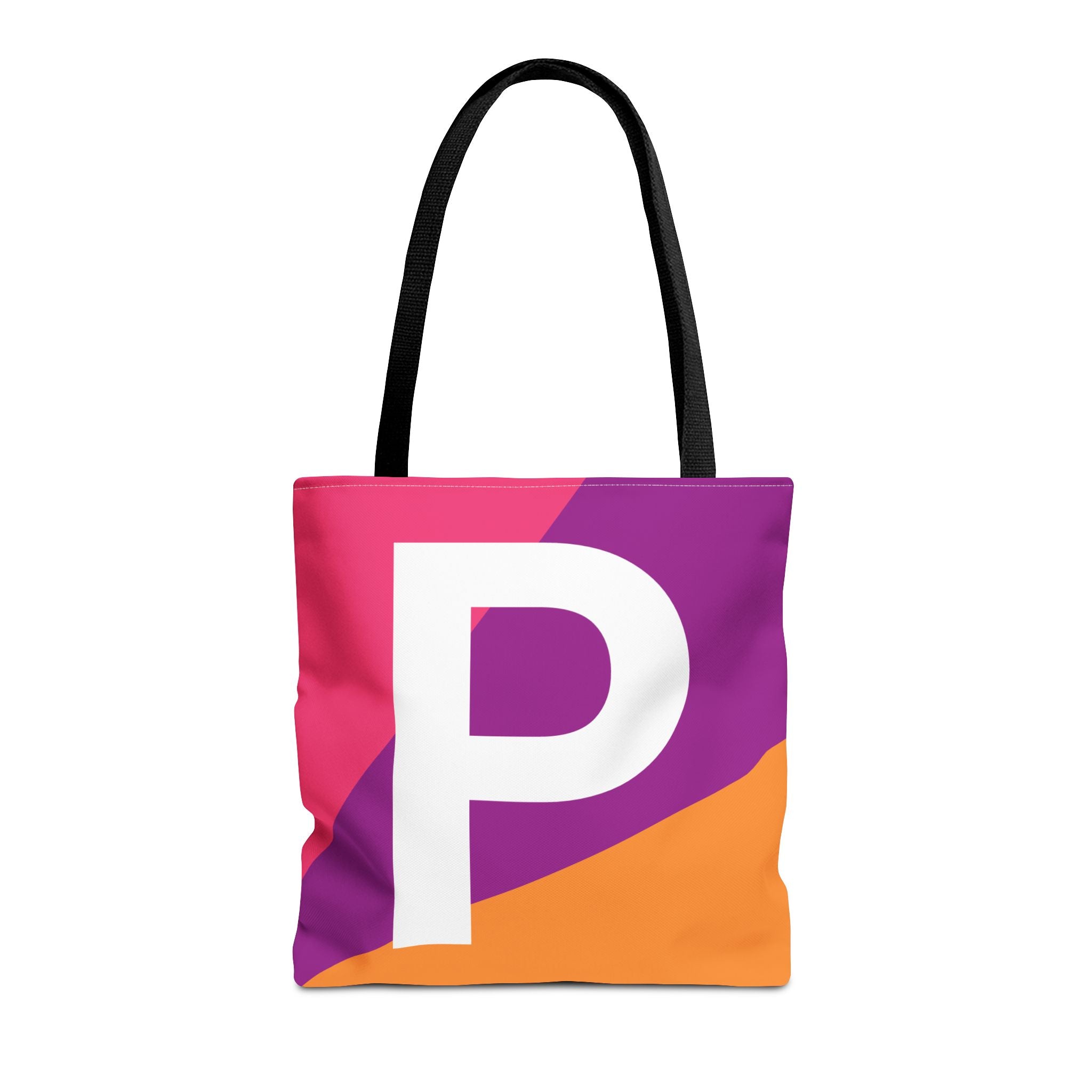 Monogram 'P' Colorblock Tote Bag — Personalized Initial P Shoulder Tote