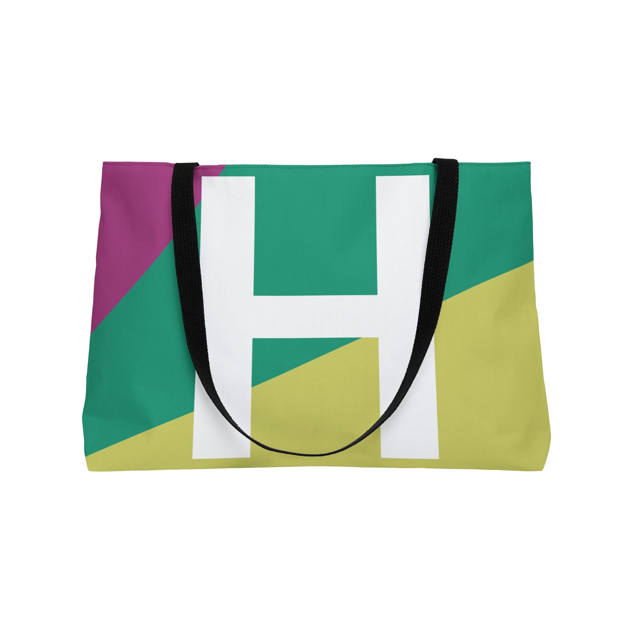 Personalized 'H' Colorblock Tote Bag — Monogram Weekender Tote