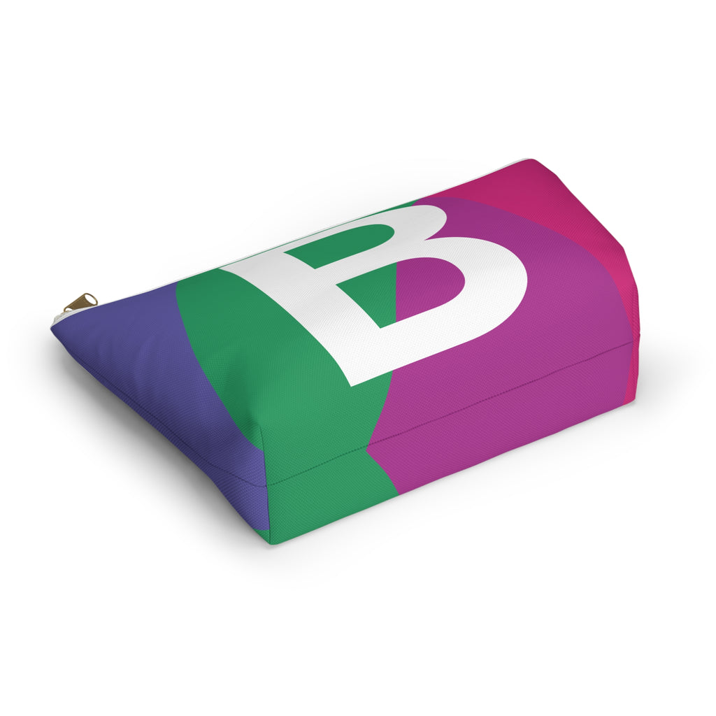 Initials Colorblock Accessory Pouch — Monogram B T-Bottom Cosmetic Bag