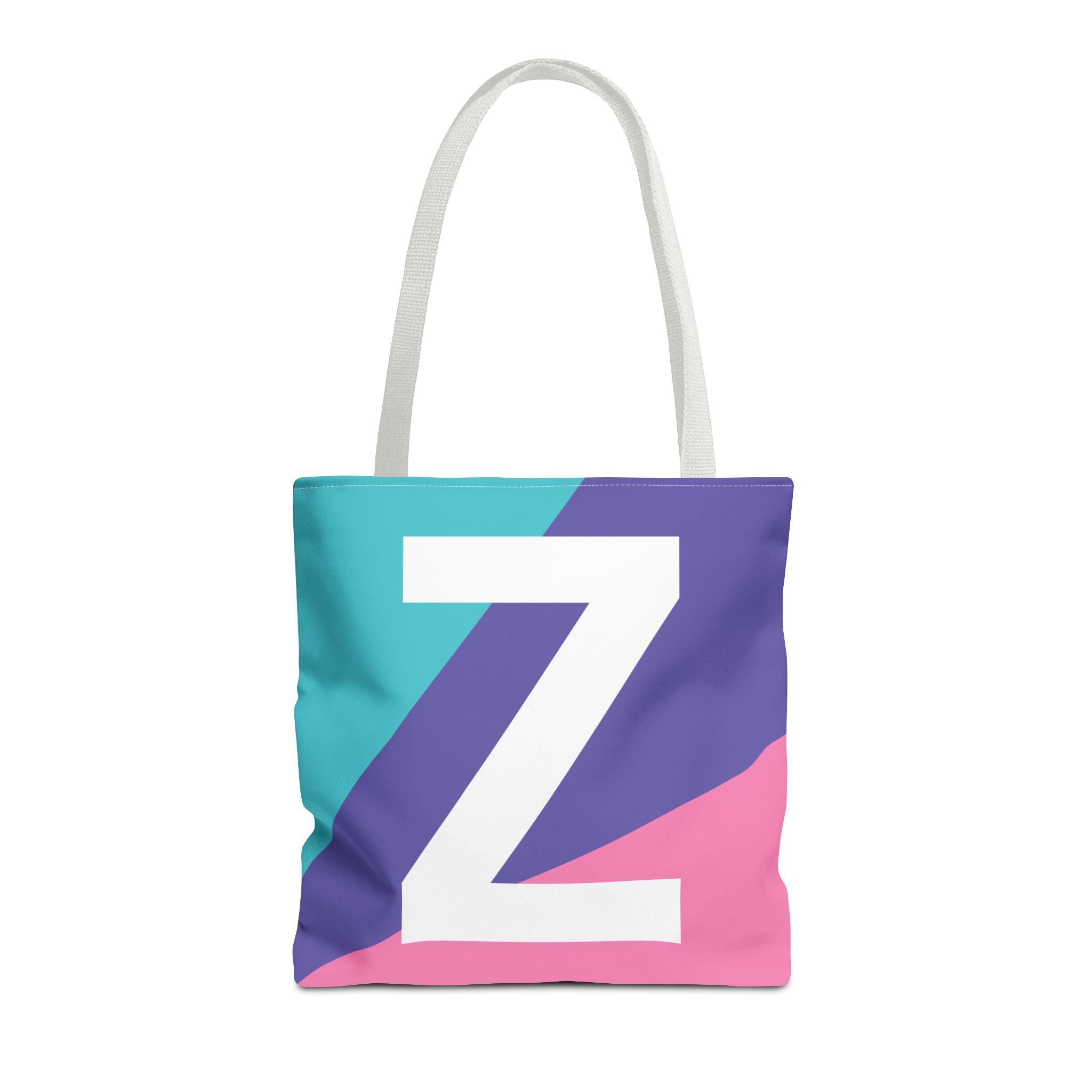Monogram 'Z' Colorblock Tote Bag — Personalized Initial Z Shoulder Tote