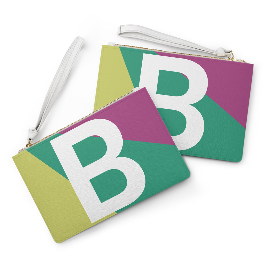 Monogram 'B' Colorblock Clutch Bag — Bold Geometric Wristlet for Everyday & Gifts