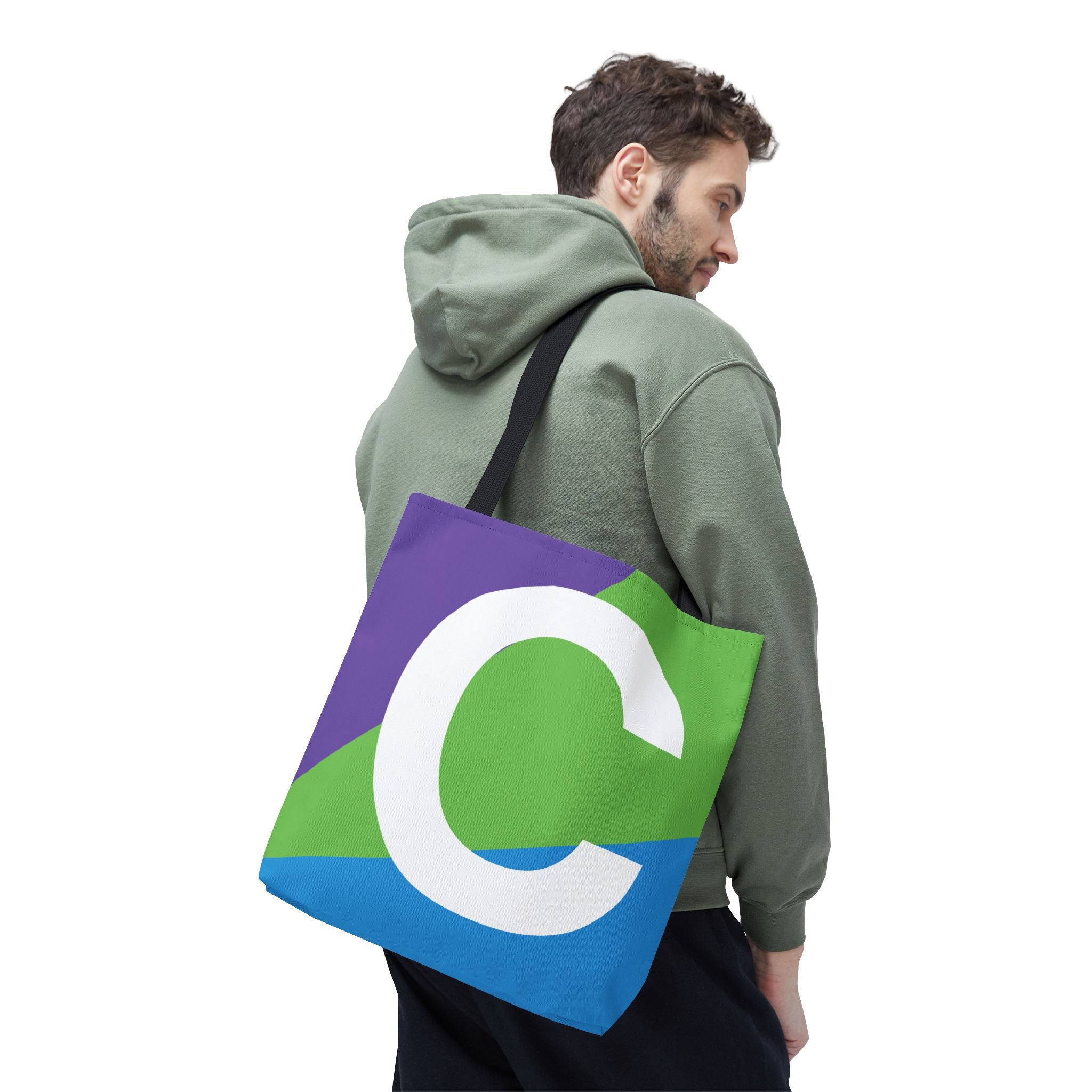 Monogram 'C' Colorblock Tote Bag — Personalized Initial C Shoulder Tote