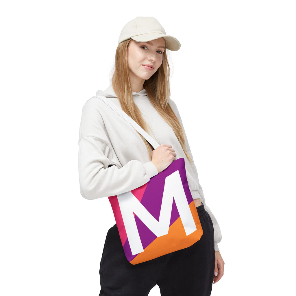 Monogram 'M' Colorblock Tote Bag — Personalized Initial M Shoulder Tote