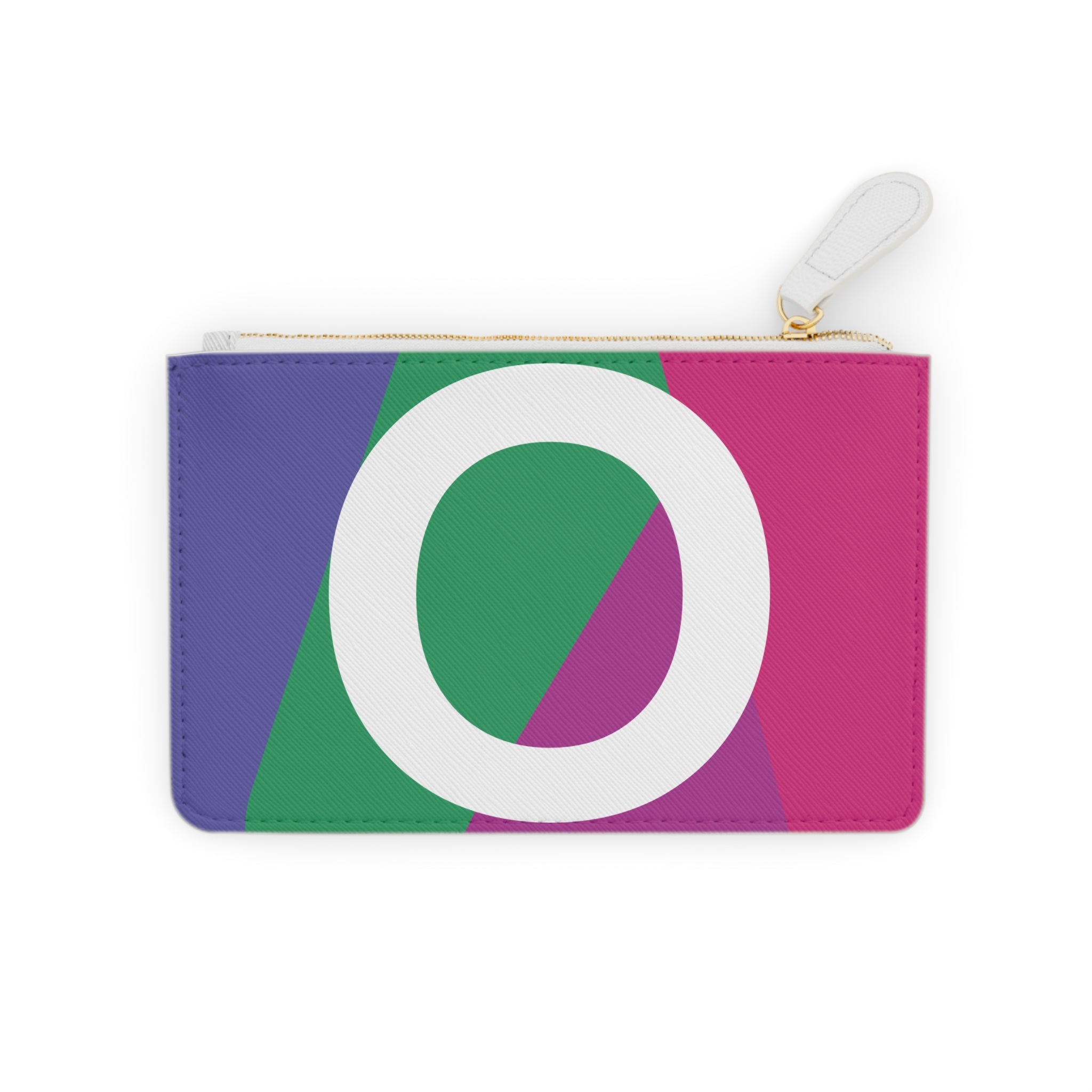 Initial O Mini Clutch — Colorblock Monogram Wristlet Wallet