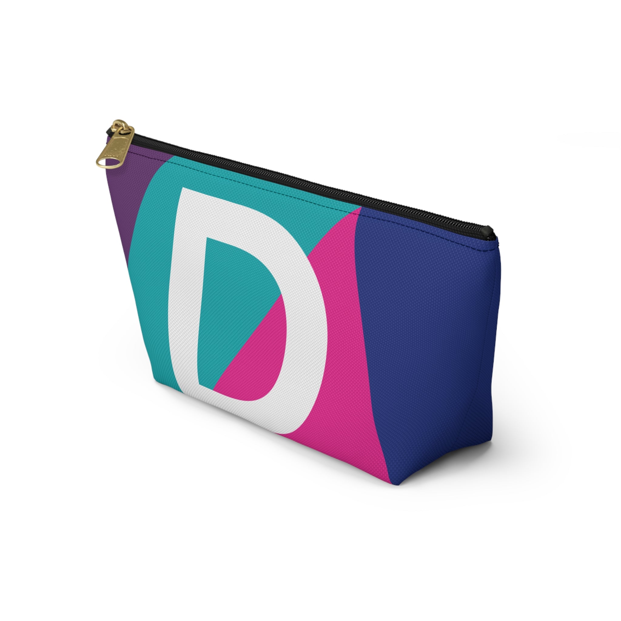 Initials Colorblock Accessory Pouch — Monogram D T-Bottom Cosmetic Bag