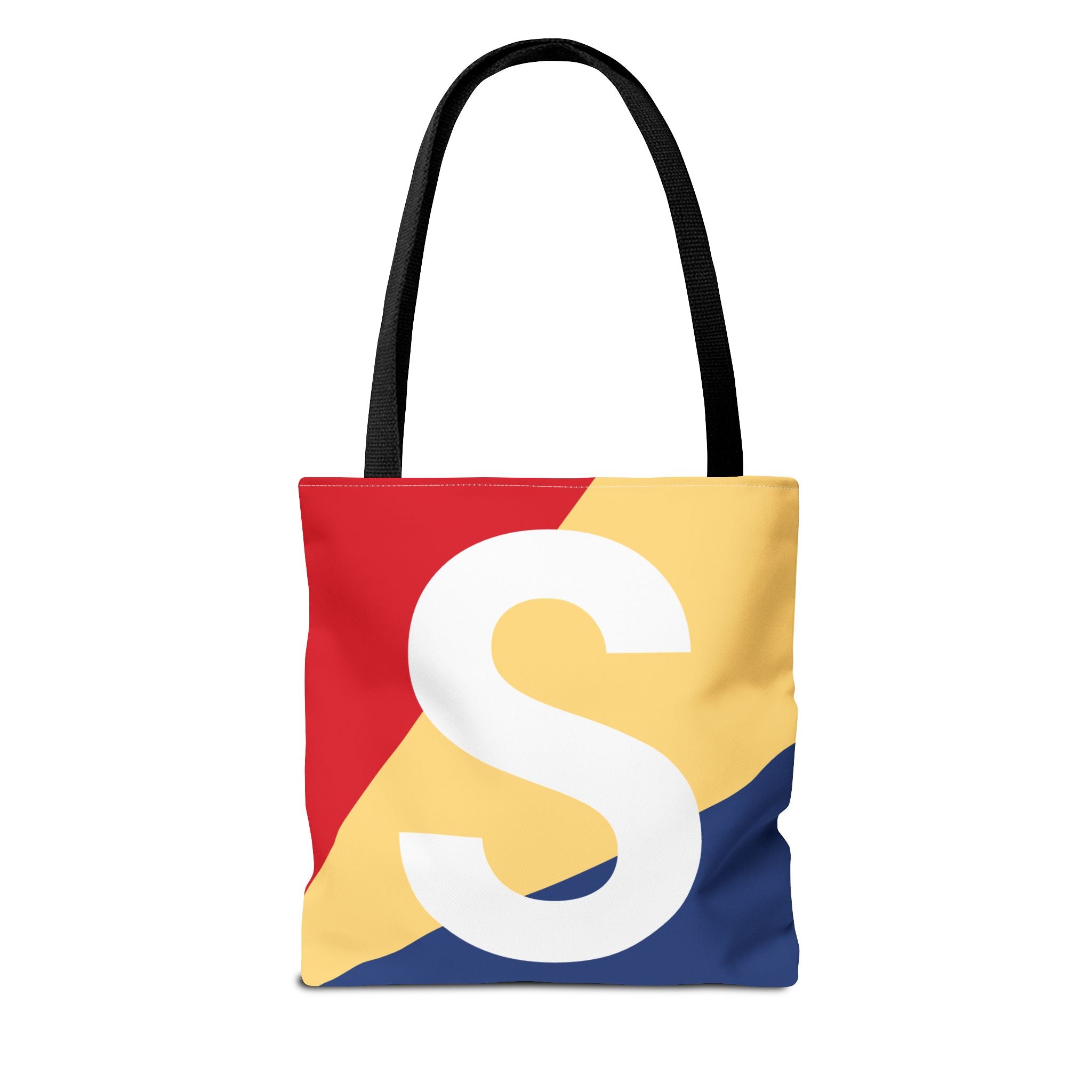 Monogram 'S' Colorblock Tote Bag — Personalized Initial S Shoulder Tote