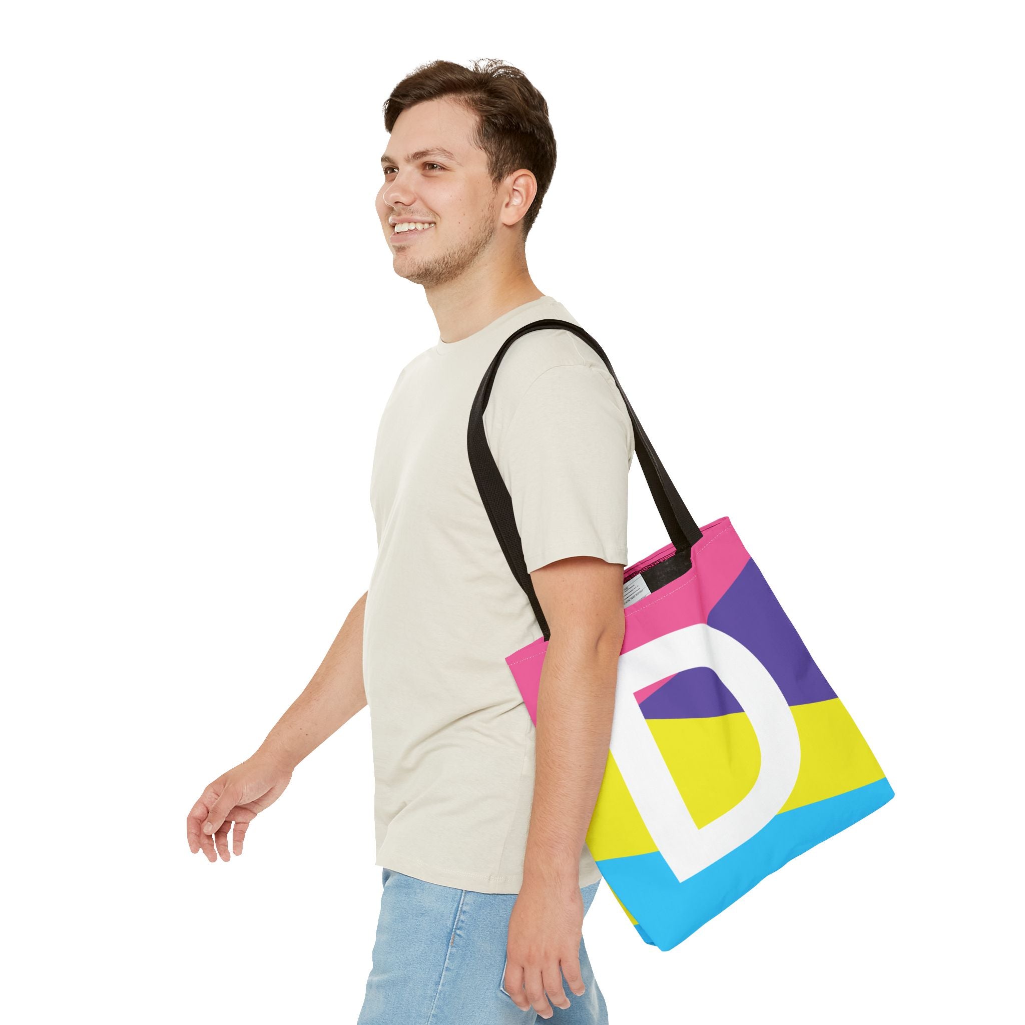 Monogram 'D' Colorblock Tote Bag — Personalized Initial D Shoulder Tote