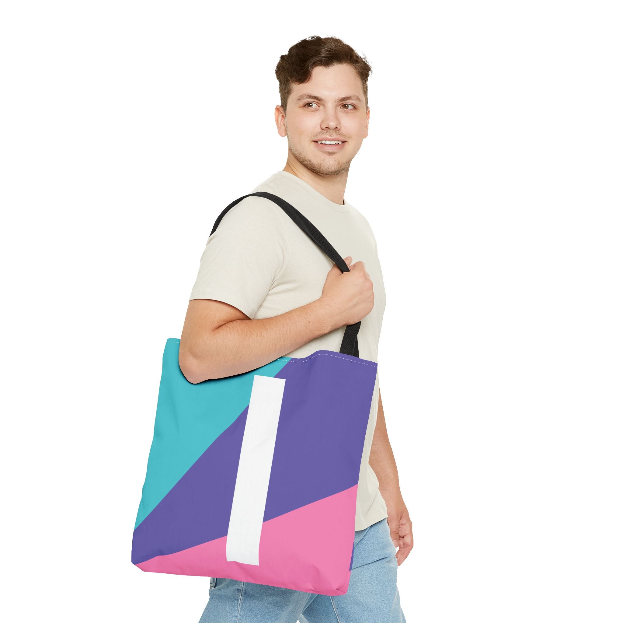 Monogram 'I' Colorblock Tote Bag — Personalized Initial I Shoulder Tote