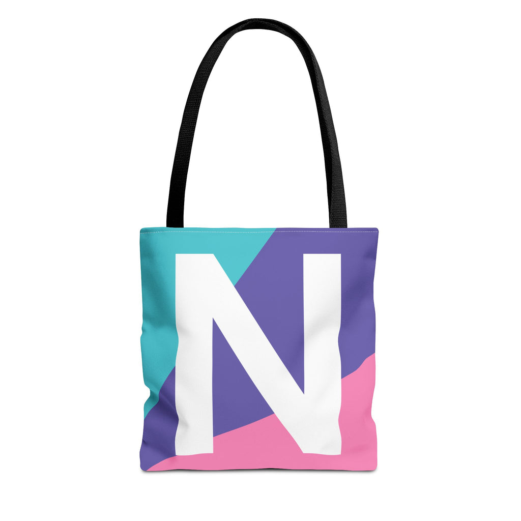 Monogram 'N' Colorblock Tote Bag — Personalized Initial N Shoulder Tote