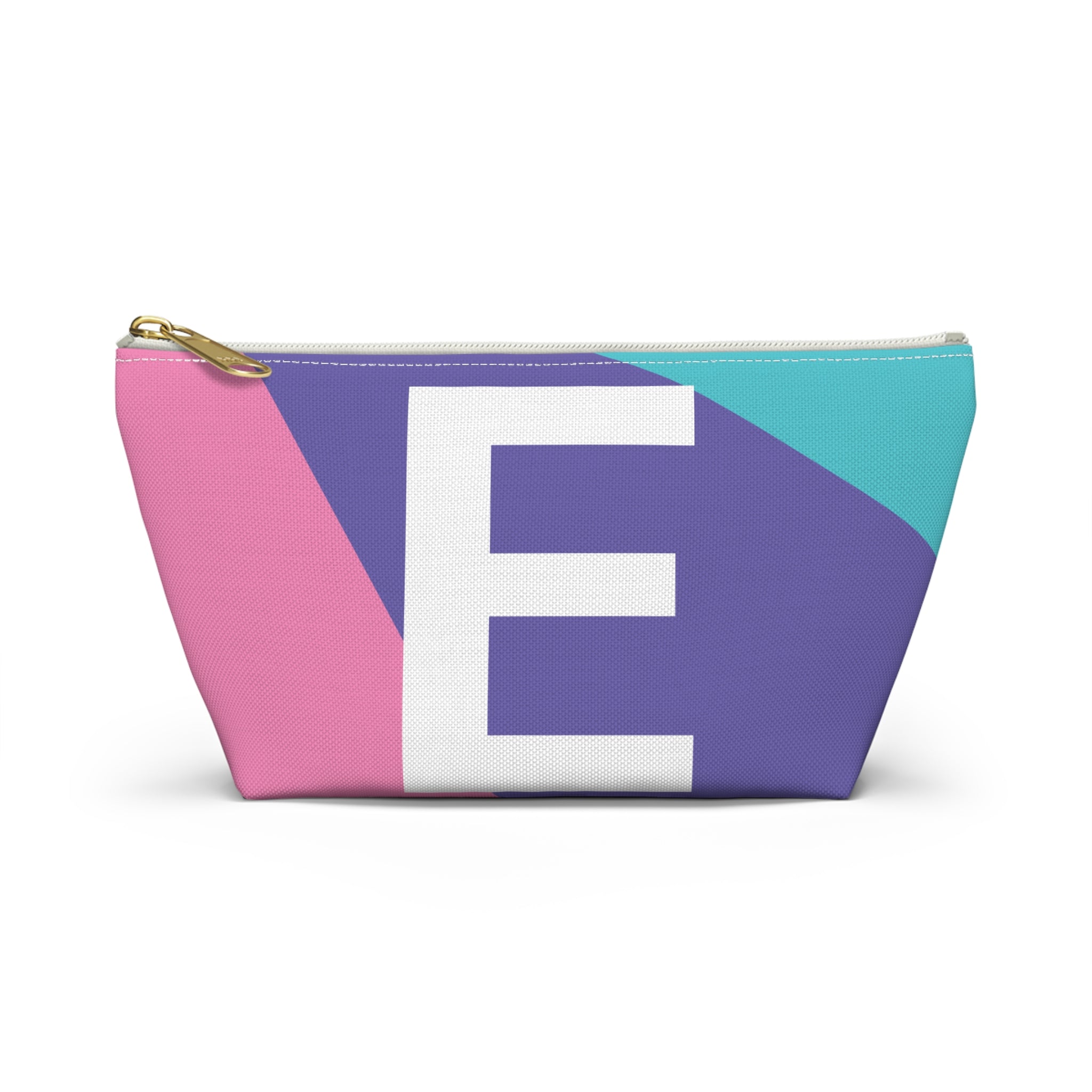 Initials Colorblock Accessory Pouch — Monogram E T-Bottom Cosmetic Bag