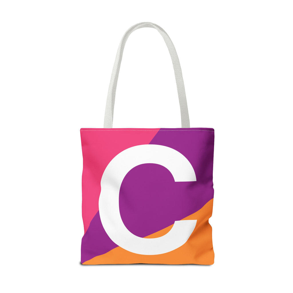Monogram 'C' Colorblock Tote Bag — Personalized Initial C Shoulder Tote