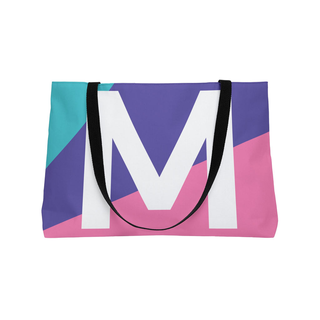 Personalized 'M' Colorblock Tote Bag — Monogram Weekender Tote