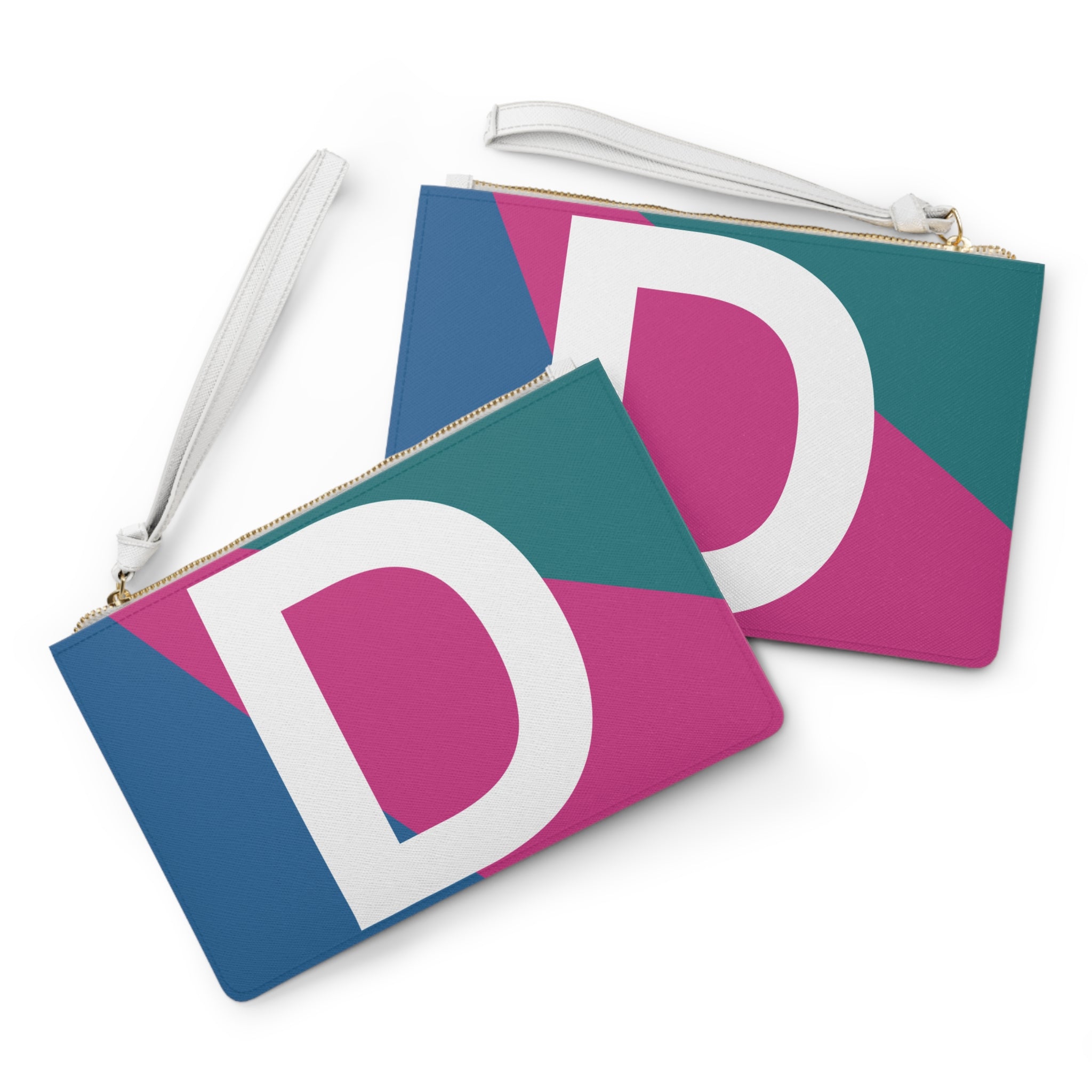 Monogram 'D' Colorblock Clutch Bag — Bold Geometric Wristlet for Everyday & Gifts