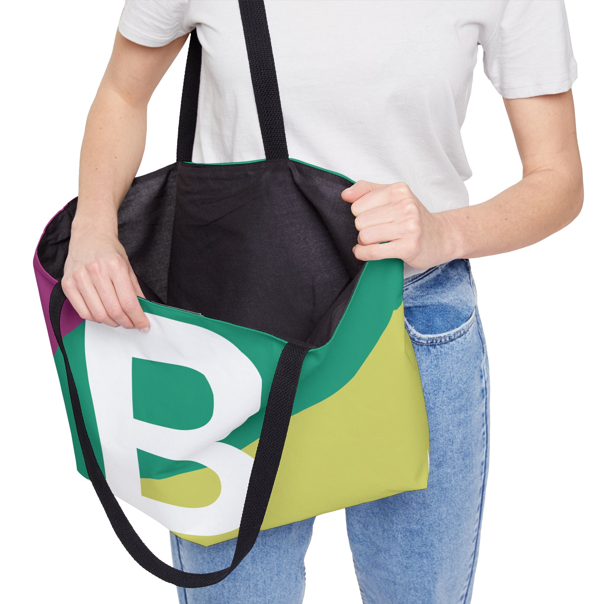 Personalized 'B' Colorblock Tote Bag — Monogram Weekender Tote