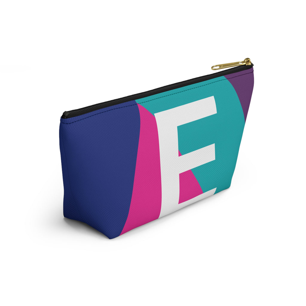 Initials Colorblock Accessory Pouch — Monogram E T-Bottom Cosmetic Bag