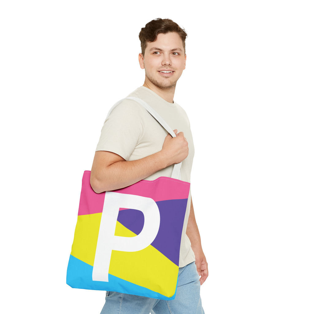 Monogram 'P' Colorblock Tote Bag — Personalized Initial P Shoulder Tote
