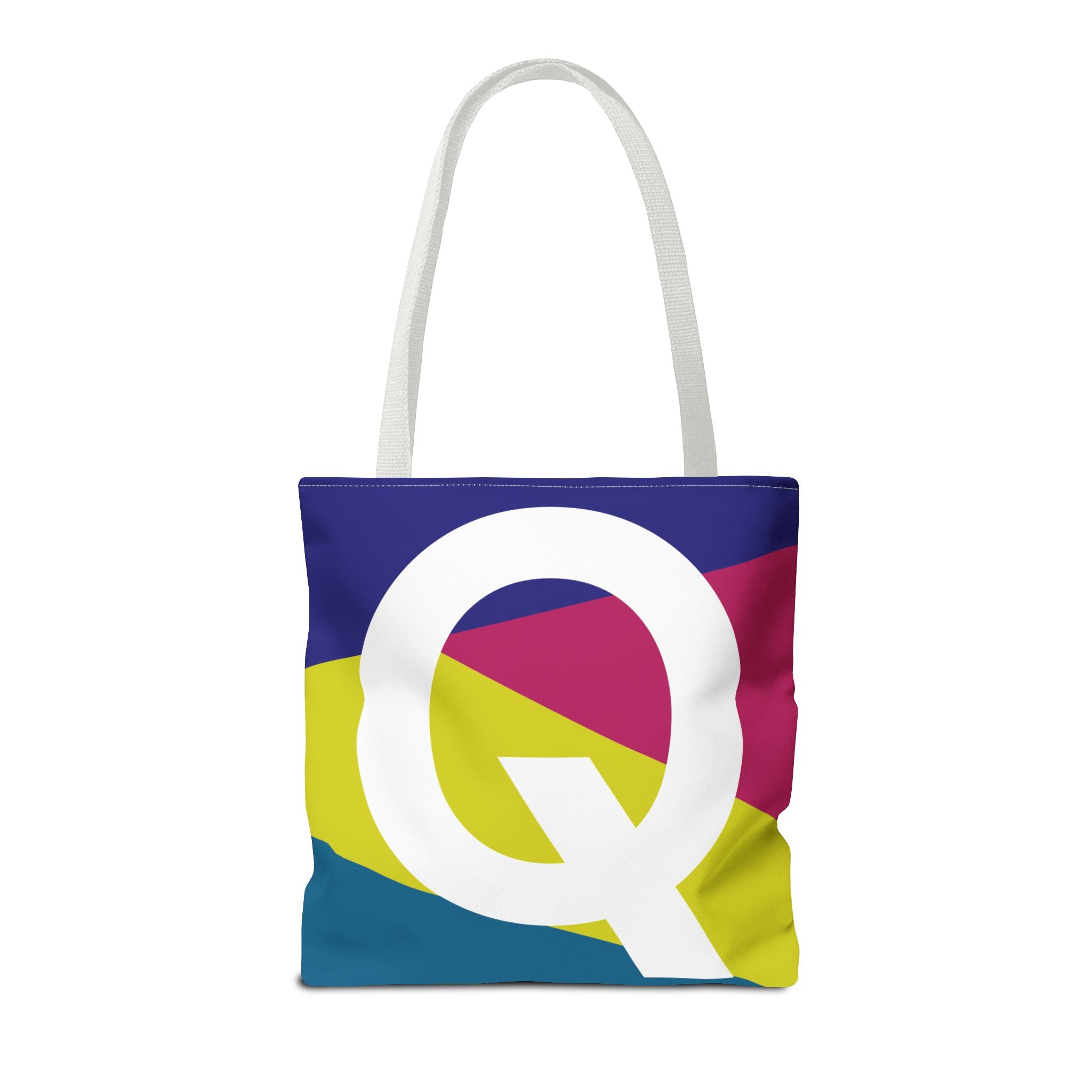 Monogram 'Q' Colorblock Tote Bag — Personalized Initial Q Shoulder Tote