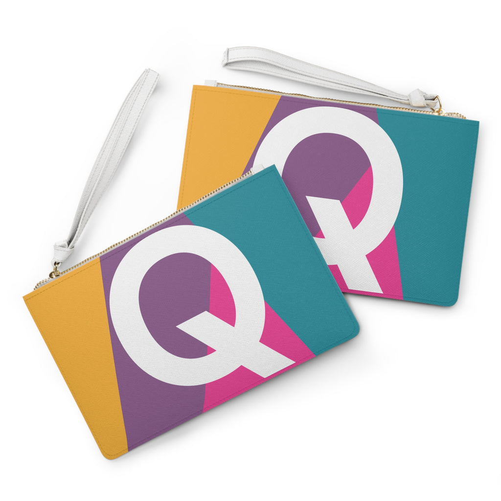 Monogram 'Q' Colorblock Clutch Bag — Bold Geometric Wristlet for Everyday & Gifts