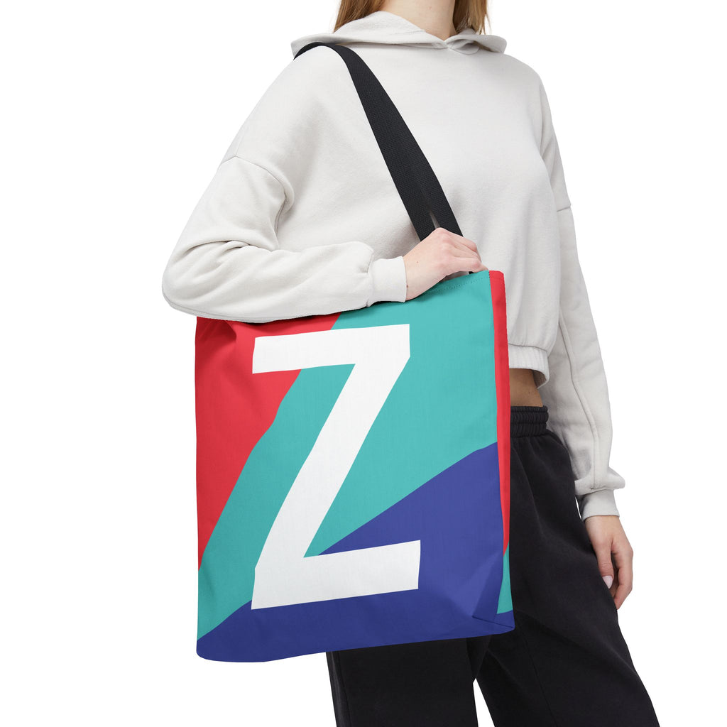 Monogram 'Z' Colorblock Tote Bag — Personalized Initial Z Shoulder Tote