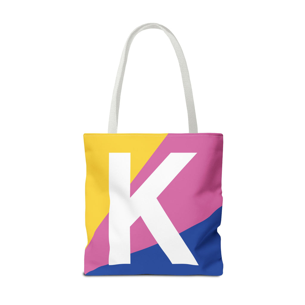 Monogram 'K' Colorblock Tote Bag — Personalized Initial K Shoulder Tote