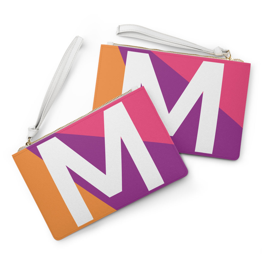 Monogram 'M' Colorblock Clutch Bag — Bold Geometric Wristlet for Everyday & Gifts