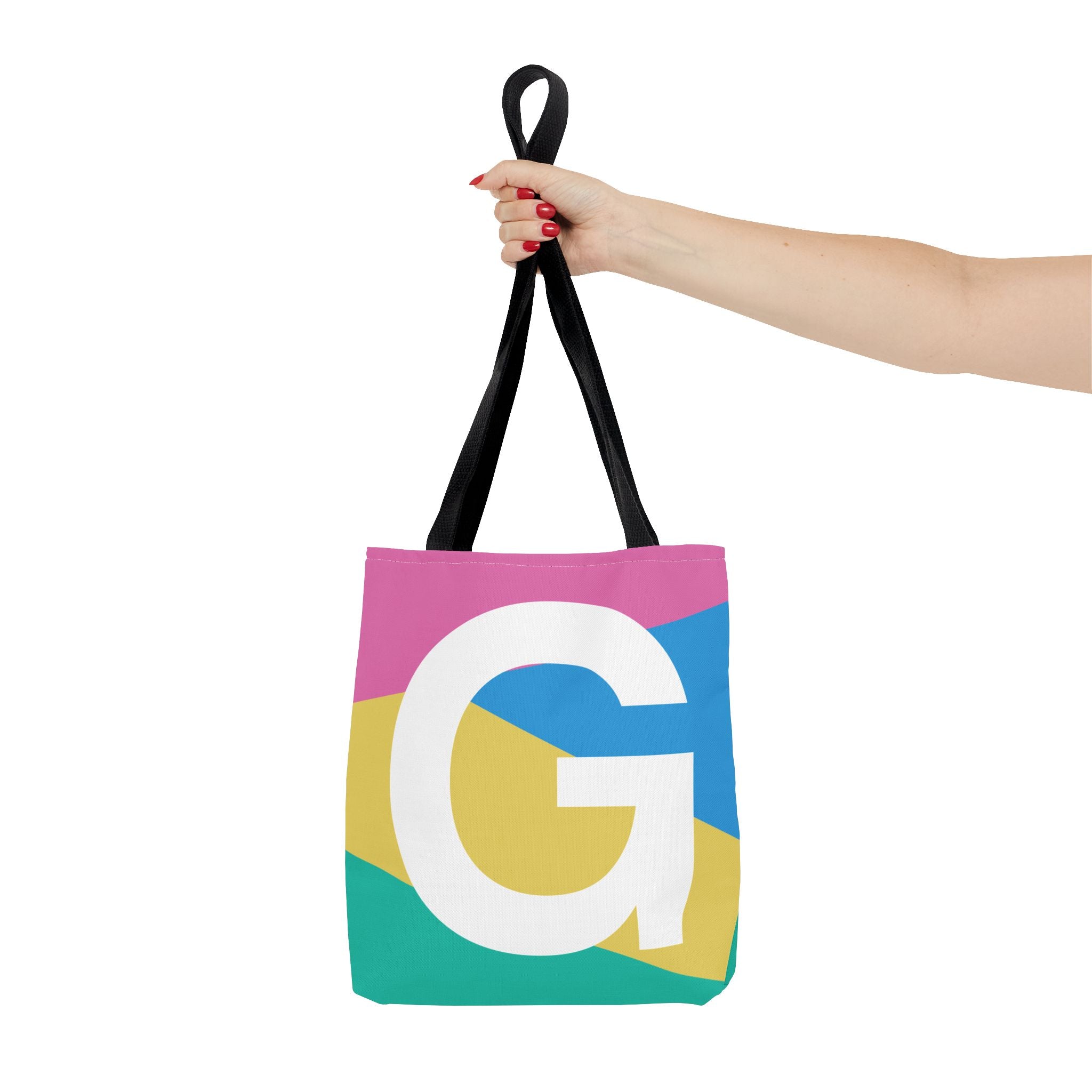 Monogram 'G' Colorblock Tote Bag — Personalized Initial G Shoulder Tote