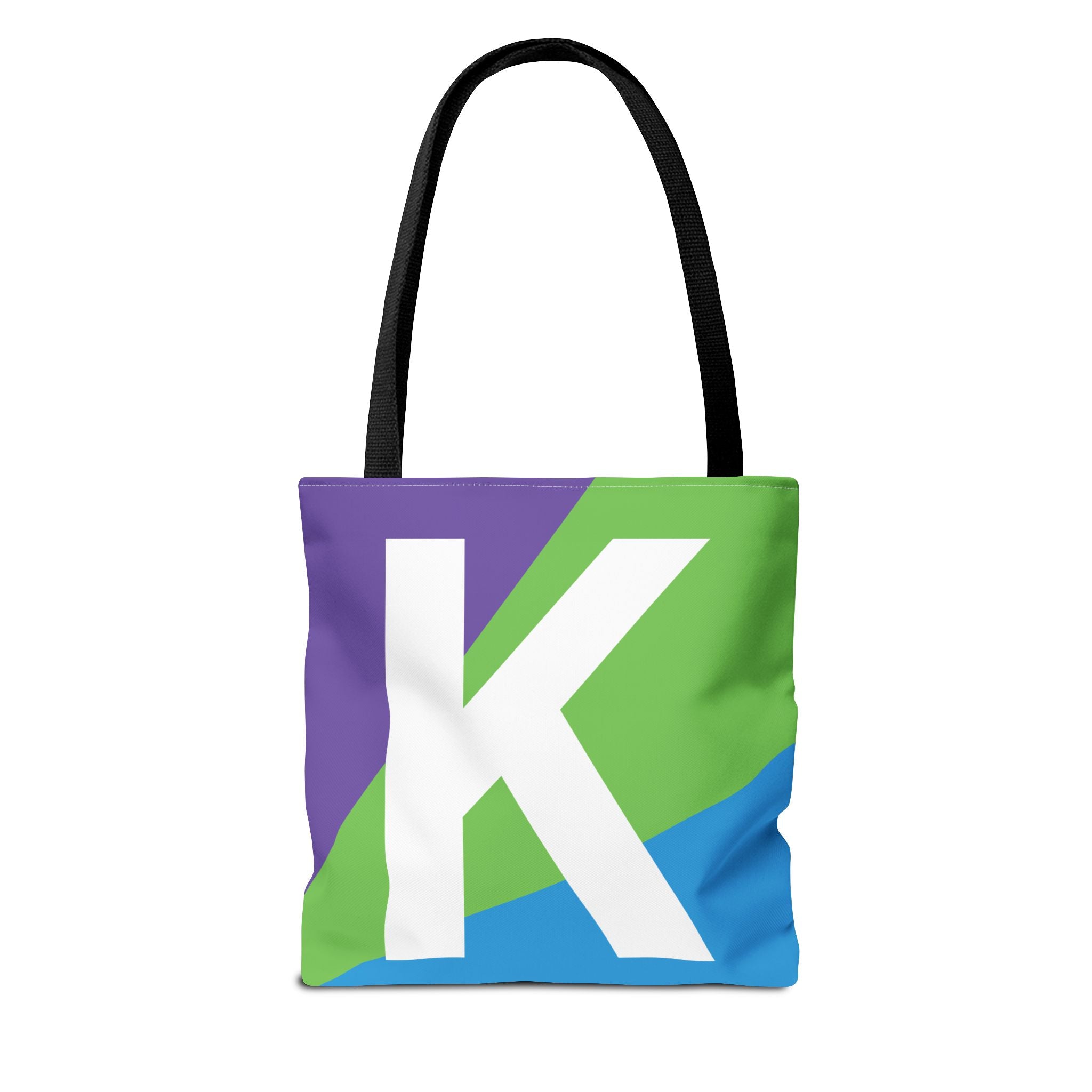 Monogram 'K' Colorblock Tote Bag — Personalized Initial K Shoulder Tote