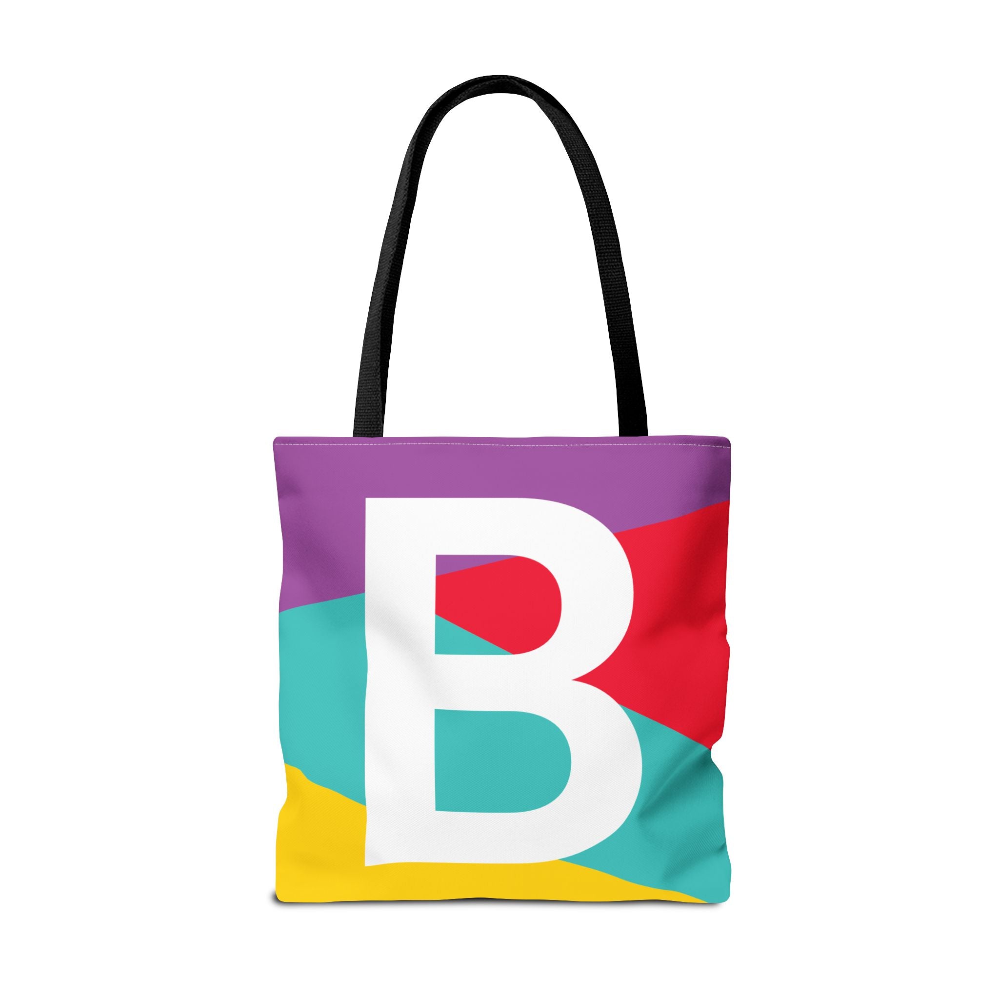 Monogram 'B' Colorblock Tote Bag — Personalized Initial B Shoulder Tote