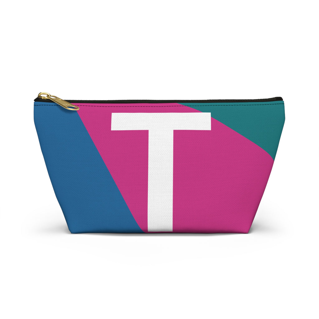 Initials Colorblock Accessory Pouch — Monogram T T-Bottom Cosmetic Bag