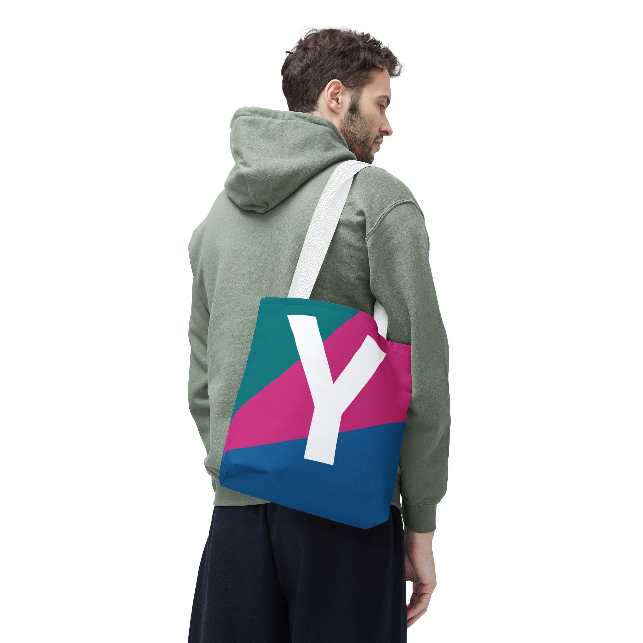 Monogram 'Y' Colorblock Tote Bag — Personalized Initial Y Shoulder Tote