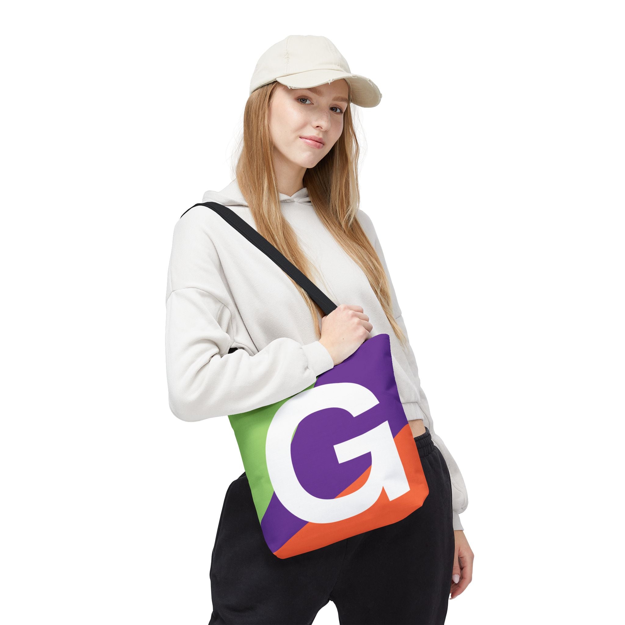 Monogram 'G' Colorblock Tote Bag — Personalized Initial G Shoulder Tote