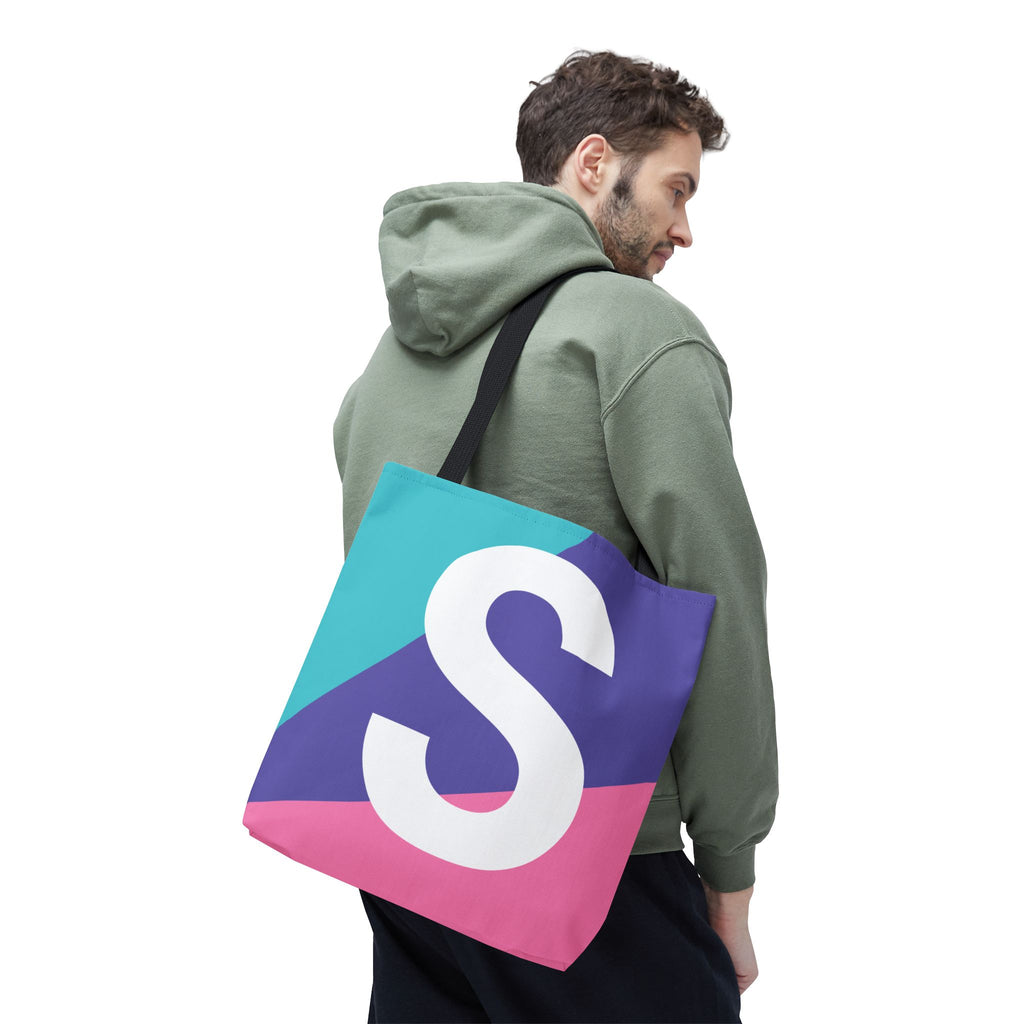 Monogram 'S' Colorblock Tote Bag — Personalized Initial S Shoulder Tote
