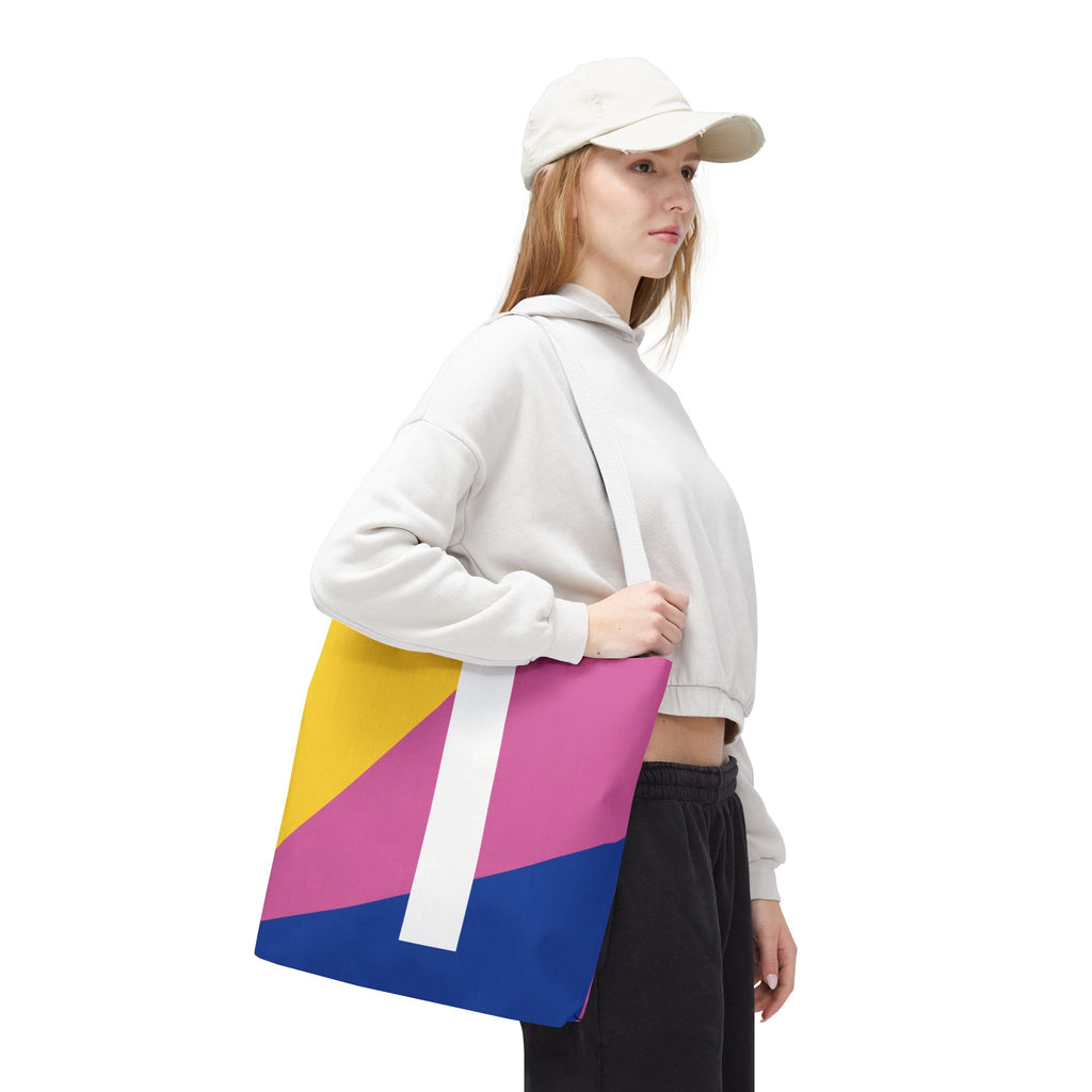 Monogram 'I' Colorblock Tote Bag — Personalized Initial I Shoulder Tote