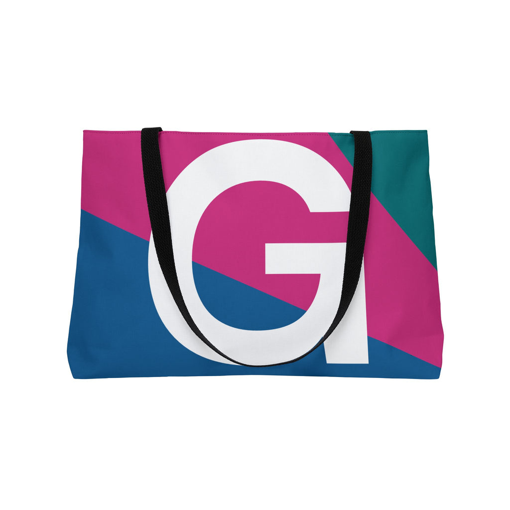 Personalized 'G' Colorblock Tote Bag — Monogram Weekender Tote