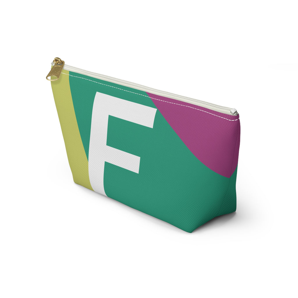 Initials Colorblock Accessory Pouch — Monogram F T-Bottom Cosmetic Bag
