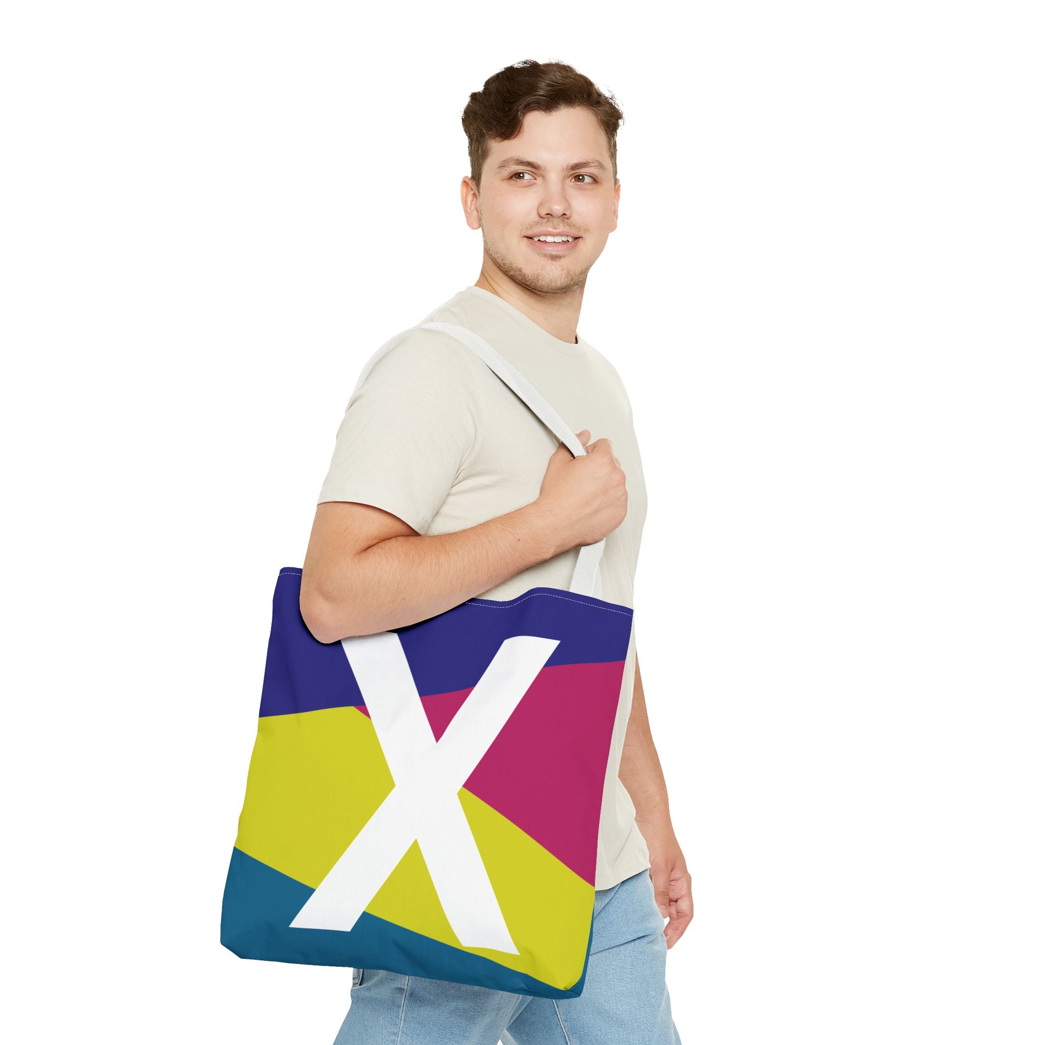 Monogram 'X' Colorblock Tote Bag — Personalized Initial X Shoulder Tote