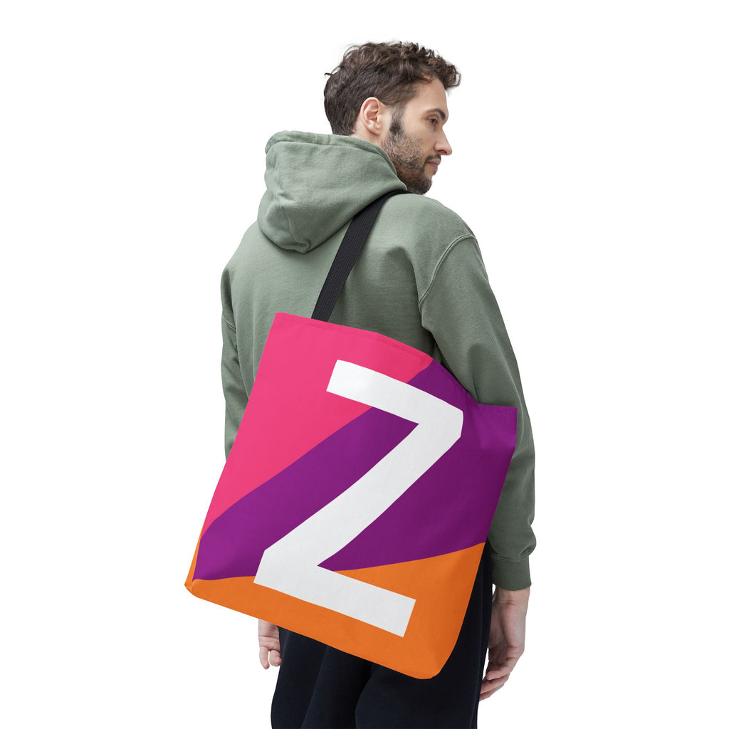 Monogram 'Z' Colorblock Tote Bag — Personalized Initial Z Shoulder Tote