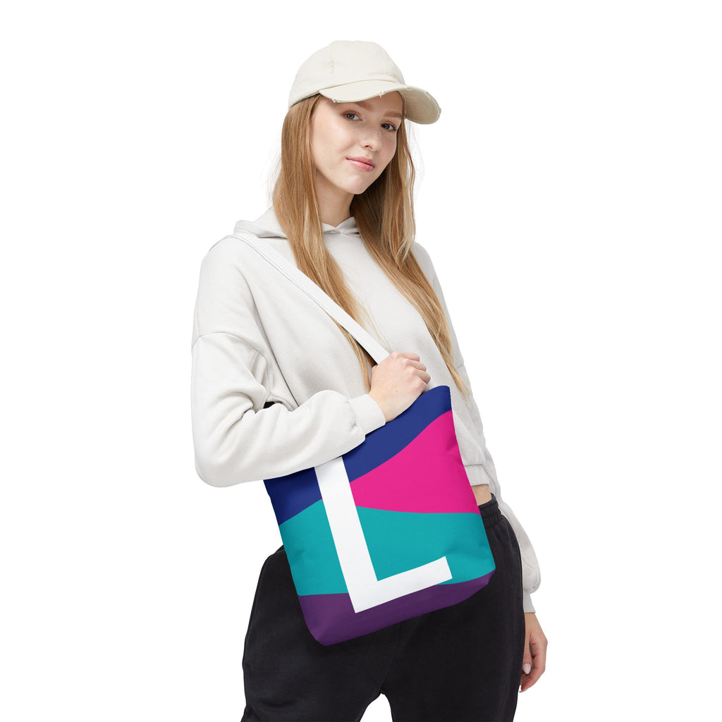 Monogram 'L' Colorblock Tote Bag — Personalized Initial L Shoulder Tote