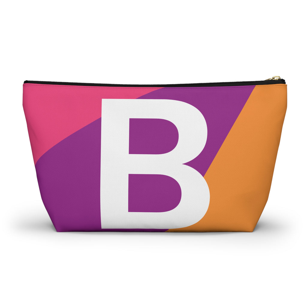 Initials Colorblock Accessory Pouch — Monogram B T-Bottom Cosmetic Bag