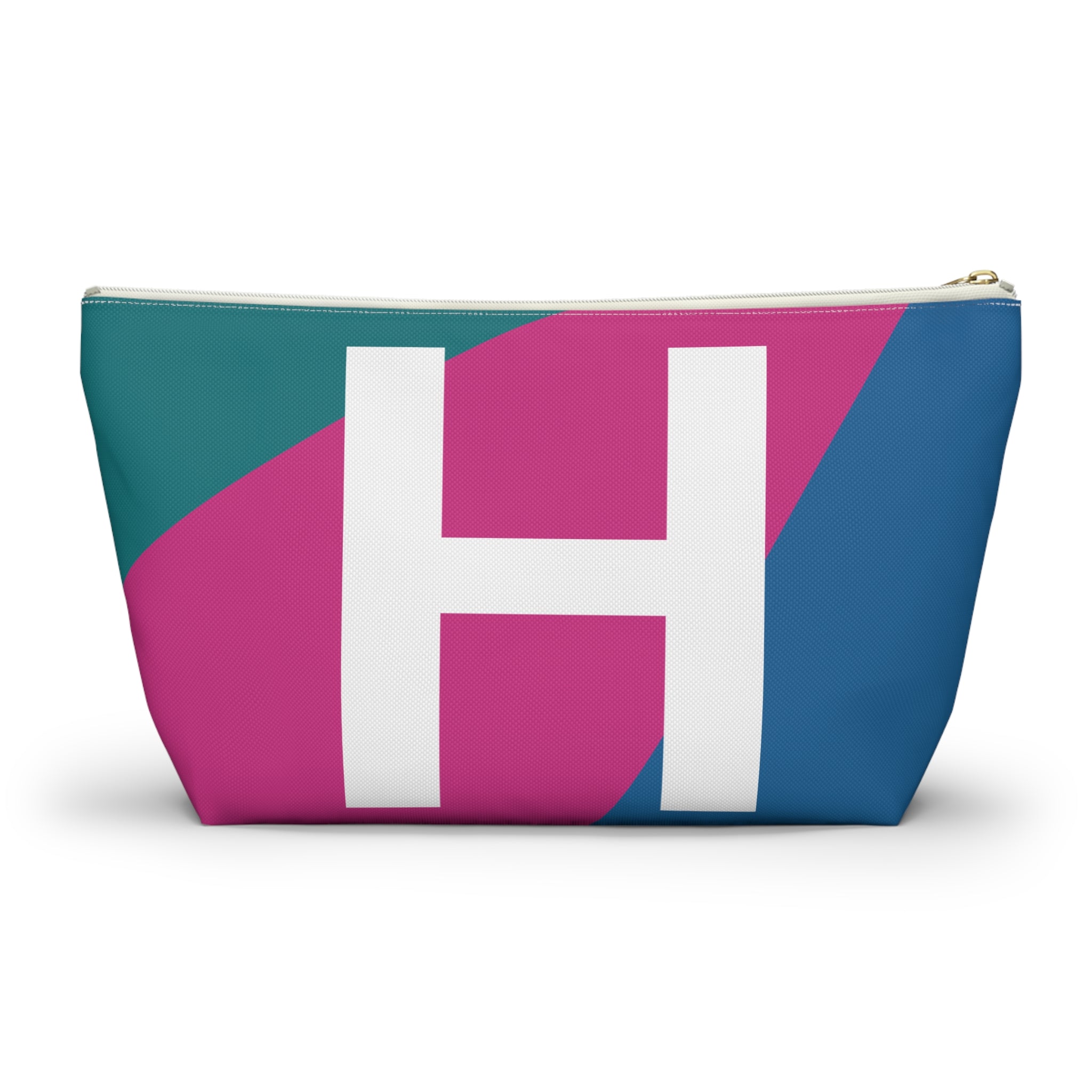 Initials Colorblock Accessory Pouch — Monogram H T-Bottom Cosmetic Bag