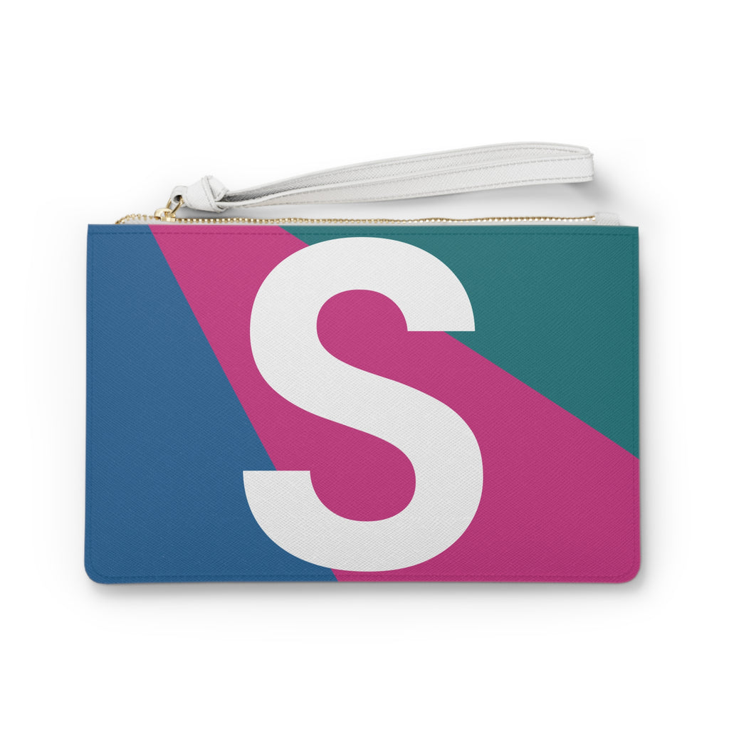 Monogram 'S' Colorblock Clutch Bag — Bold Geometric Wristlet for Everyday & Gifts